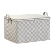 GENGEN Clothes Storage Bag with Lids - 30L Non-woven Zipper Storage Bag Moving Quilt Storage Basket Travel Large-capacity Clothing Storage Containers for Pillows Blankets Storage - White
